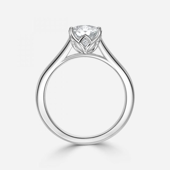 Lotus Cushion Solitaire Lab Grown Diamond Engagement Ring