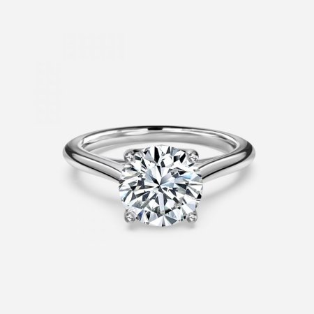 Lotus Round Solitaire Engagement Ring