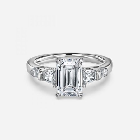 Maya Emerald Three Stone Engagement Ring