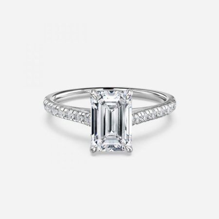 Ayla Emerald Diamond Band Engagement Ring