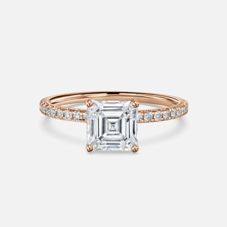 Tulip Asscher Diamond Band Engagement Ring