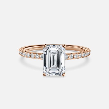 Tulip Emerald Diamond Band Engagement Ring