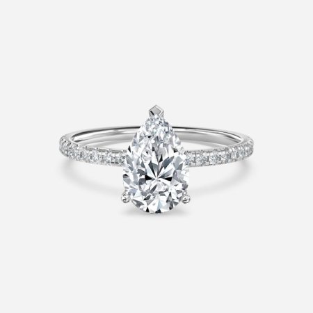 Tulip Pear Diamond Band Engagement Ring