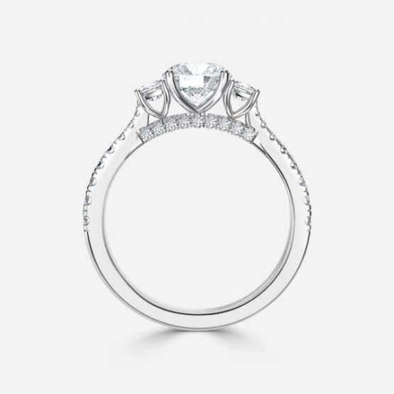 14K White Gold Princess Three-Stone Engagement Ring | McCoy Jewelers |  Bartlesville, OK
