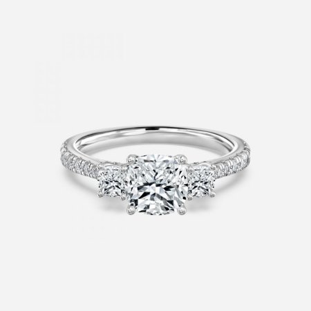 Diana Cushion Three Stone Engagement Ring