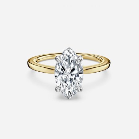 Vina Two Tone Marquise Hidden Halo Engagement Ring