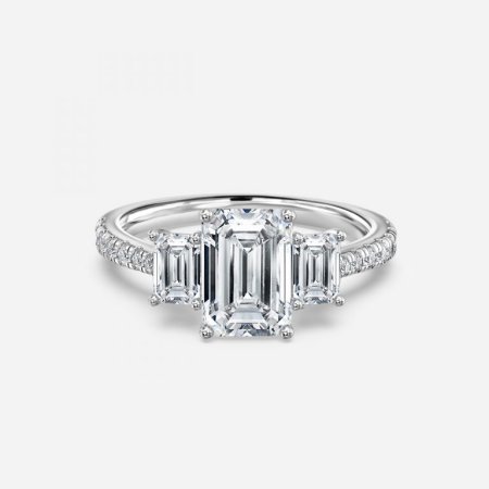 Diana Emerald Three Stone Engagement Ring