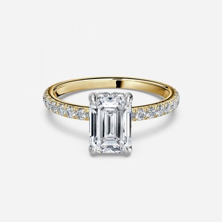 Sadie Emerald Two Tone Hidden Halo Engagement Ring