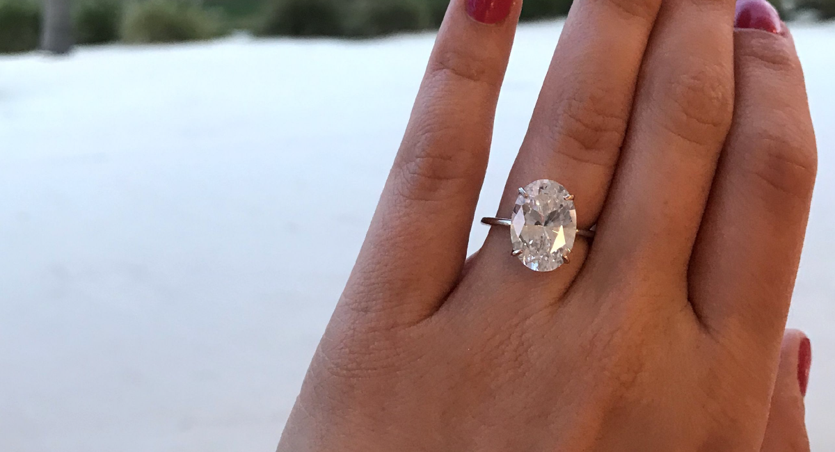 6 Carat Diamond Ring on Finger