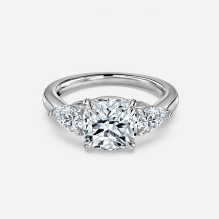 Olina Cushion Three Stone Engagement Ring