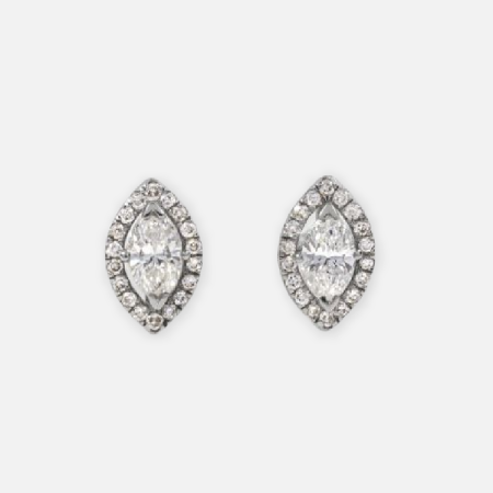 Marquise Halo Diamond Stud Earrings