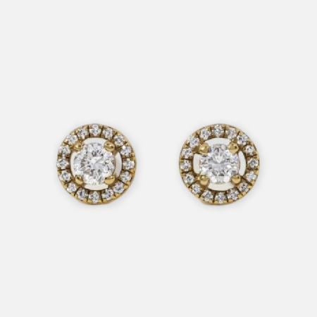 Round Diamond Halo Stud Earrings