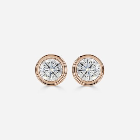 Bezel Set Round Diamond Stud Earrings