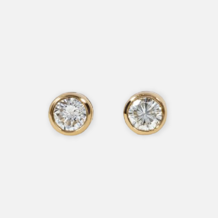 Round Diamond Bezel Stud Earrings