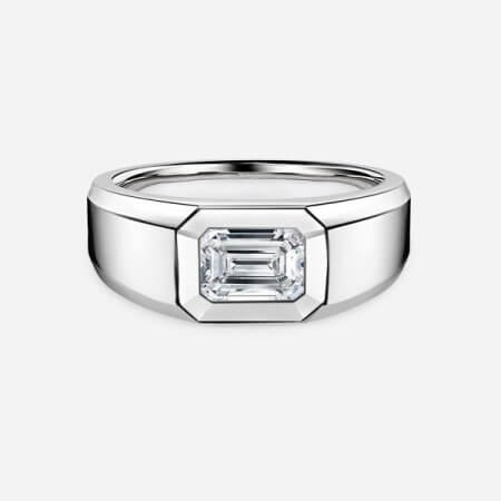 Rosy Emerald Bezel Engagement Ring