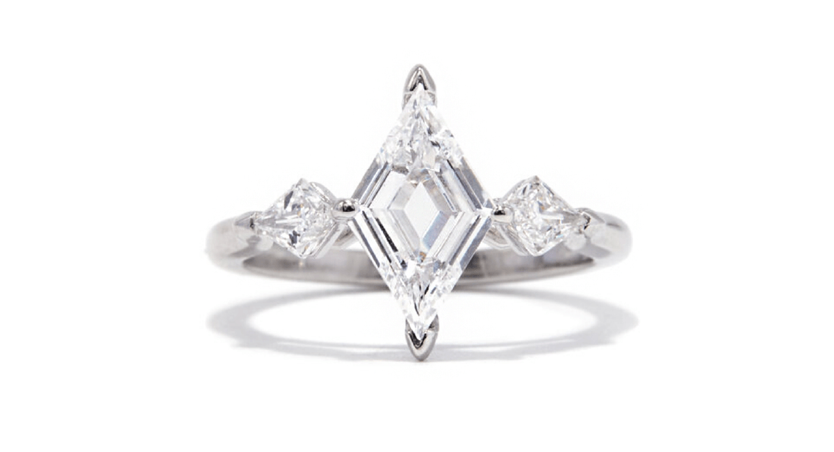 Three-stone setting Kite Shape Diamond Ring