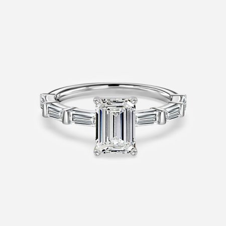 Kate Emerald Diamond Band Engagement Ring