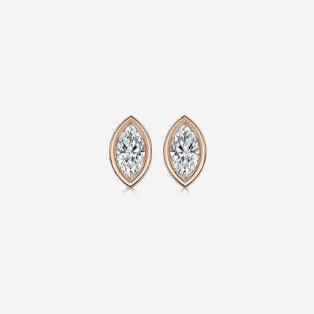 Bezel Set Marquise Diamond Stud Earrings