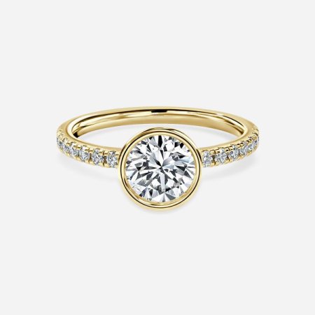 Hex Round Diamond Band Engagement Ring