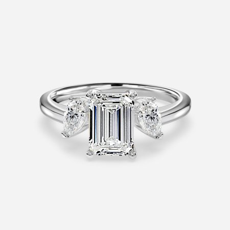 Freya Emerald Three Stone Engagement Ring