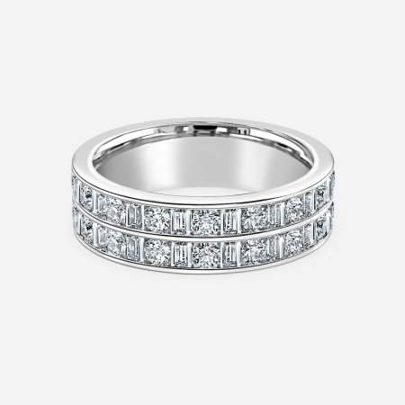 Round And Emerald Diamond Wedding Ring